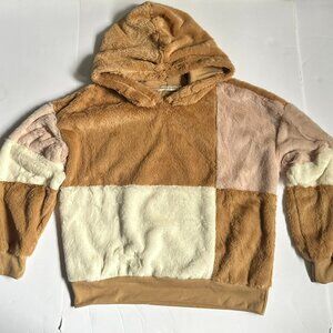 Chance or Fate Women's Colorblock Fuzzy HoodedSweatshirt Pullover Size S NWOT